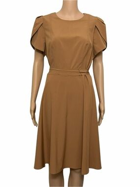 Calvin Klein Tie Waist Midi Dress with Short Sleeves size 12